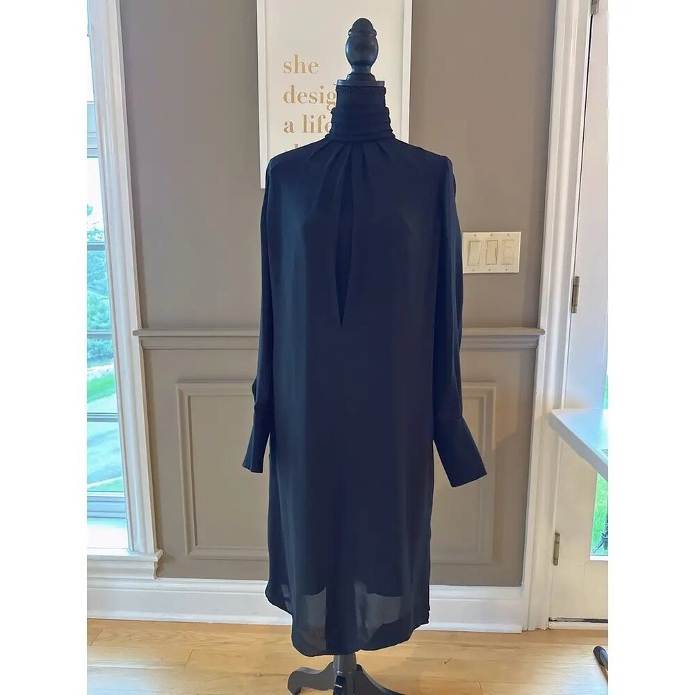 Chloé Silk Shift Black & Blue Dress